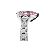Solitaire Engagement Ring Setting for Fancy Pink Pear-Shaped Center with Large Accents and Prong Head in Platinum
