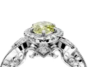 Milgrain Halo Engagement Ring Setting for Fancy Yellow Marquise Center with Shoulder Bezels and Prong Head in Sterling Silver