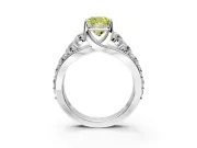 Solitaire Engagement Ring Setting for Fancy Yellow Cushion Cut Center with Graduated Shared Prongs and Prong Head in White Gold