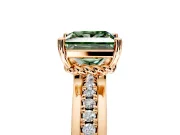 Solitaire Engagement Ring Setting for Fancy Green Princess Cut Center with Raised Channel Band and Prong Head in Rose Gold