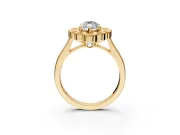Cluster Halo Engagement Ring Setting for Marquise Center with Milgrain Bezel Accents and Prong Head in Yellow Gold