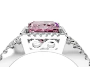 Halo Engagement Ring Setting for Fancy Pink Princess Cut Center with Wide-Open Pave Split Shank and Prong Head in Platinum