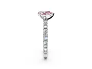 Solitaire Engagement Ring Setting for Fancy Pink Pear-Shaped Center with Fine Pave Band and Claw Prong Head in Sterling Silver