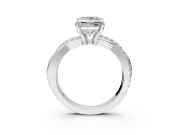 Solitaire Engagement Ring Setting for Princess Cut Center with Half-Pave Crossover Band and Prong Head in Platinum