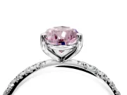 Solitaire Engagement Ring Setting for Fancy Pink Pear-Shaped Center with Micro Pave Band and Prong Head in Sterling Silver