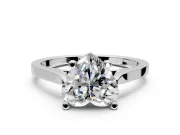 Solitaire Engagement Ring Setting for Heart-Shaped Center with Tapered Shoulders and Prong Head in Sterling Silver