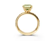 Solitaire Engagement Ring Setting for Fancy Yellow Asscher Cut Center with XO Engraved Band and Prong Head in Yellow Gold