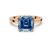 Solitaire Engagement Ring Setting for Fancy Blue Asscher Cut Center with Basket Rail and Prong Head in Rose Gold