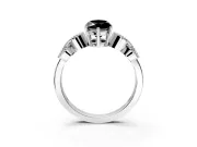 Leaf Engagement Ring Setting for Fancy Black Marquise Center with Milgrain Accent Band and Prong Head in Sterling Silver