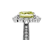 Milgrain Halo Engagement Ring Setting for Fancy Yellow Asscher Cut Center with Bezel Point Accents and Prong Head in Platinum