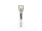 Cluster Engagement Ring Setting for Fancy Yellow Asscher Cut Center with Round Cut Accent Frame and Prong Head in Platinum