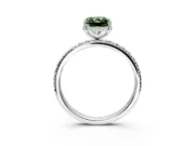 Hidden Halo Engagement Ring Setting for Fancy Green Radiant Cut Center with Pave Band and Prong Head in Sterling Silver