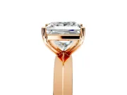 Solitaire Engagement Ring Setting for Princess Cut Center with Wide Knife Ridge Band and Prong Head in Rose Gold