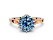 Solitaire Engagement Ring Setting for Fancy Blue Round Cut Center with Plain Split Shank and Prong Head in Rose Gold
