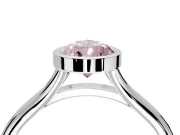 Solitaire Engagement Ring Setting for Fancy Pink Pear-Shaped Center with V Split Shank and Bezel Head in Platinum