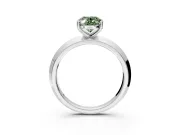 Solitaire Engagement Ring Setting for Fancy Green Oval Center with Wide Knife Ridge Band and Prong Head in White Gold