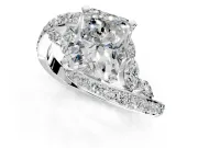 Solitaire Engagement Ring Setting for Radiant Cut Center with Pave Bypass Twist Band and Prong Head in Sterling Silver