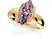 Tension Engagement Ring Setting for Fancy Pink Marquise Center with Wide Flat Band and Tension Head in Yellow Gold