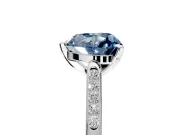 Solitaire Engagement Ring Setting for Fancy Blue Heart-Shaped Center with Channel Accents and Prong Head in Sterling Silver