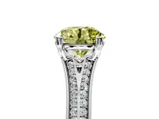 Solitaire Engagement Ring Setting for Fancy Yellow Round Cut Center with Pave Rail Split Shank and Prong Head in Platinum
