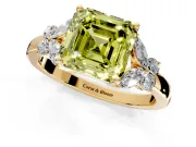 Solitaire Engagement Ring Setting for Fancy Yellow Asscher Cut Center with Marquise Flower Shoulders and Prong Head in Yellow Gold