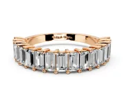Baguette Lab-Grown Diamond Half Eternity Wedding Band with Shared-Prong Setting in Rose Gold