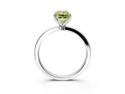 Solitaire Engagement Ring Setting for Fancy Yellow Radiant Cut Center with Thin Rounded Plain Band and Prong Head in Platinum