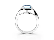 Bezel-Framed Halo Engagement Ring Setting for Fancy Blue Asscher Cut Center with Pave Band and Prong Head in Platinum