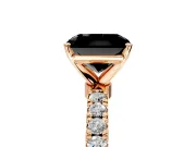 Open Basket Engagement Ring Setting for Fancy Black Radiant Cut Center with Pave Band and Prong Head in Rose Gold