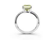 Solitaire Engagement Ring Setting for Fancy Yellow Asscher Cut Center with Multi-Row Pave Accents and Basket Head in Sterling Silver