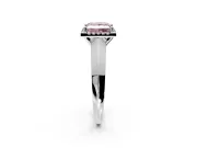 Halo Engagement Ring Setting for Fancy Pink Princess Cut Center with Knife Ridge Cathedral Band and Prong Head in Platinum