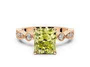 Solitaire Engagement Ring Setting for Fancy Yellow Radiant Cut Center with Milgrain Bezel Accents and Prong Head in Rose Gold