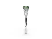 3 Stone Engagement Ring Setting for Fancy Green Cushion Cut Center with Large Pear-Shaped Accents and Prong Head in White Gold