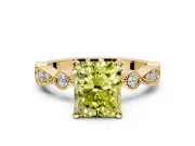 Solitaire Engagement Ring Setting for Fancy Yellow Radiant Cut Center with Milgrain Bezel Accents and Prong Head in Yellow Gold