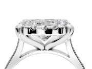 Single Halo Engagement Ring Setting for Cushion Cut Center with Corner Claws, Plain Band and Prong Head in Platinum