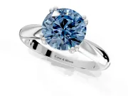 Solitaire Engagement Ring Setting for Fancy Blue Round Cut Center with Reverse Tapered Band and Prong Head in Sterling Silver