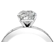 Solitaire Engagement Ring Setting for Cushion Cut Center with Channel Baguette Band and Prong Head in Platinum