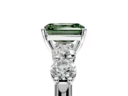5 Stone Engagement Ring Setting for Fancy Green Emerald Cut Center with Graduated Accents and Prong Head in Sterling Silver