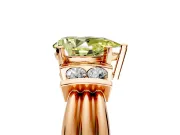 Solitaire Engagement Ring Setting for Fancy Yellow Pear-Shaped Center with Grooved Bar Accent Band and Prong Head in Rose Gold