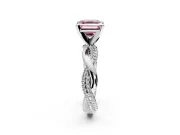 Solitaire Engagement Ring Setting for Fancy Pink Asscher Cut Center with Pave and Plain Crossover and Basket Head in Platinum