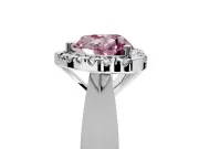 Halo Engagement Ring Setting for Fancy Pink Heart-Shaped Center with Square Band and Prong Head in White Gold