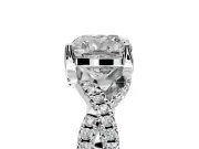 Solitaire Engagement Ring Setting for Cushion Cut Center with Narrow Twist Pave Band and Prong Head in Platinum