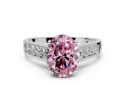 Solitaire Engagement Ring Setting for Fancy Pink Oval Center with Cathedral Channel Band and Prong Head in Platinum