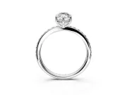 Solitaire Engagement Ring Setting for Marquise Center with Fine Pave Band and Prong Head in White Gold