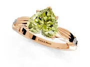 Solitaire Engagement Ring Setting for Fancy Yellow Heart-Shaped Center with Carved Leaf Shoulders and Prong Head in Rose Gold
