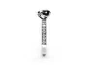 Milgrain Pave Engagement Ring Setting for Fancy Black Heart-Shaped Center with Accent Band and Prong Head in Sterling Silver