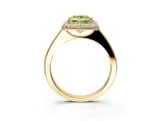 Halo Engagement Ring Setting for Fancy Yellow Princess Cut Center with Plain Tapered Band and Prong Head in Yellow Gold