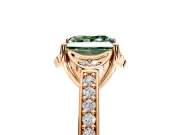 Floral Engagement Ring Setting for Fancy Green Princess Cut Center with Four Accent Clusters and Prong Head in Rose Gold