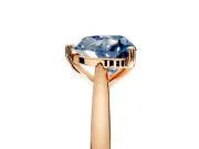 Solitaire Engagement Ring Setting for Fancy Blue Heart-Shaped Center with Narrow Cathedral Band and Prong Head in Rose Gold