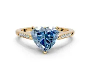 Solitaire Engagement Ring Setting for Fancy Blue Heart-Shaped Center with Channel Accents and Prong Head in Yellow Gold